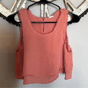 Altar’d State coral linen crop top. Size large.